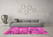 Machine Washable Patchwork Pink Transitional Rug in a Living Room, wshcon2969pnk