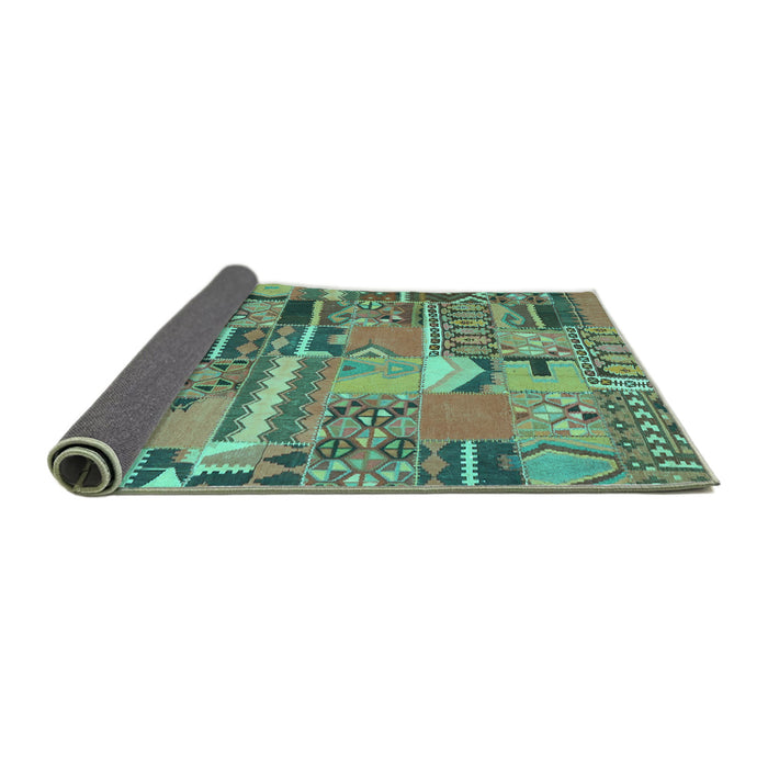 Sideview of Patchwork Turquoise Transitional Rug, con2969turq