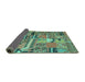 Sideview of Patchwork Turquoise Transitional Rug, con2969turq