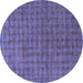 Round Abstract Blue Contemporary Rug, con296blu