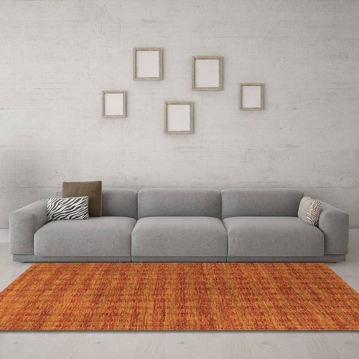 Machine Washable Abstract Orange Contemporary Area Rugs in a Living Room, wshcon296org