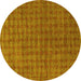 Round Abstract Yellow Contemporary Rug, con296yw