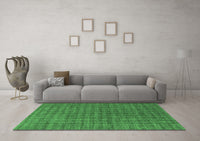 Machine Washable Abstract Emerald Green Contemporary Rug, wshcon296emgrn