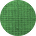 Round Machine Washable Abstract Emerald Green Contemporary Area Rugs, wshcon296emgrn