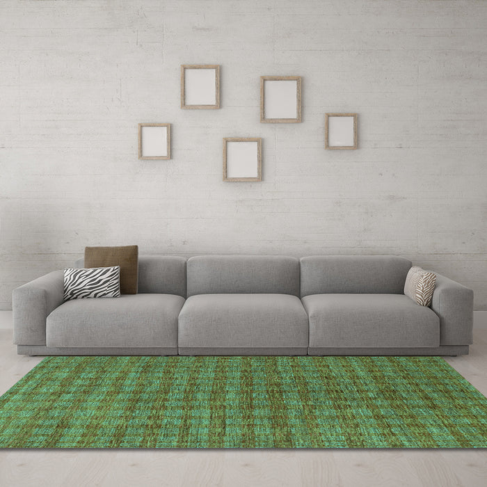 Machine Washable Abstract Turquoise Contemporary Area Rugs in a Living Room,, wshcon296turq