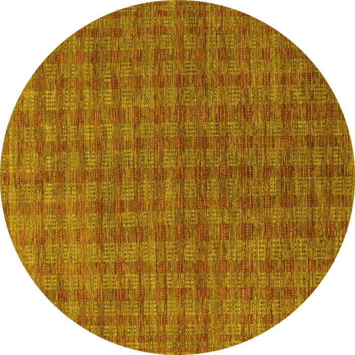 Round Machine Washable Abstract Yellow Contemporary Rug, wshcon296yw