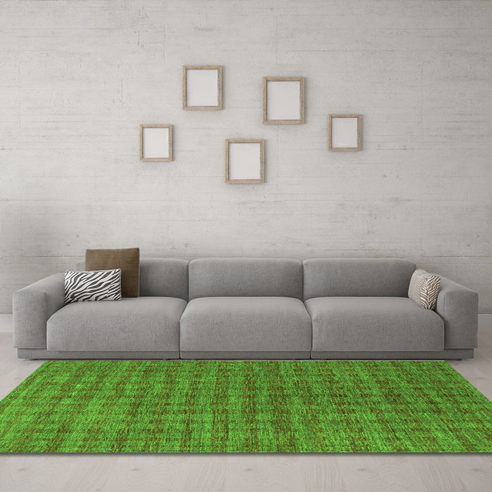 Machine Washable Abstract Green Contemporary Area Rugs in a Living Room,, wshcon296grn