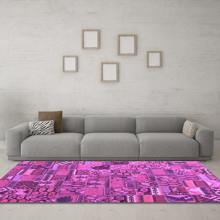 Machine Washable Patchwork Purple Transitional Area Rugs in a Living Room, wshcon2970pur