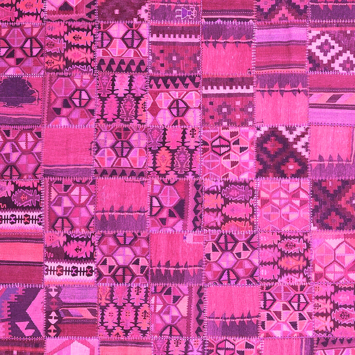 Machine Washable Patchwork Pink Transitional Rug, wshcon2970pnk