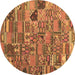 Round Patchwork Brown Transitional Rug, con2970brn