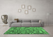 Machine Washable Patchwork Emerald Green Transitional Area Rugs in a Living Room,, wshcon2970emgrn