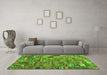 Machine Washable Patchwork Green Transitional Area Rugs in a Living Room,, wshcon2970grn