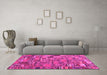 Machine Washable Patchwork Pink Transitional Rug in a Living Room, wshcon2970pnk