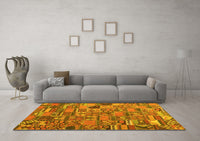 Machine Washable Patchwork Yellow Transitional Rug, wshcon2970yw