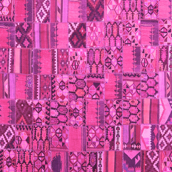 Square Machine Washable Patchwork Pink Transitional Rug, wshcon2970pnk