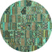 Round Patchwork Turquoise Transitional Rug, con2970turq