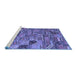 Sideview of Machine Washable Patchwork Blue Transitional Rug, wshcon2970blu