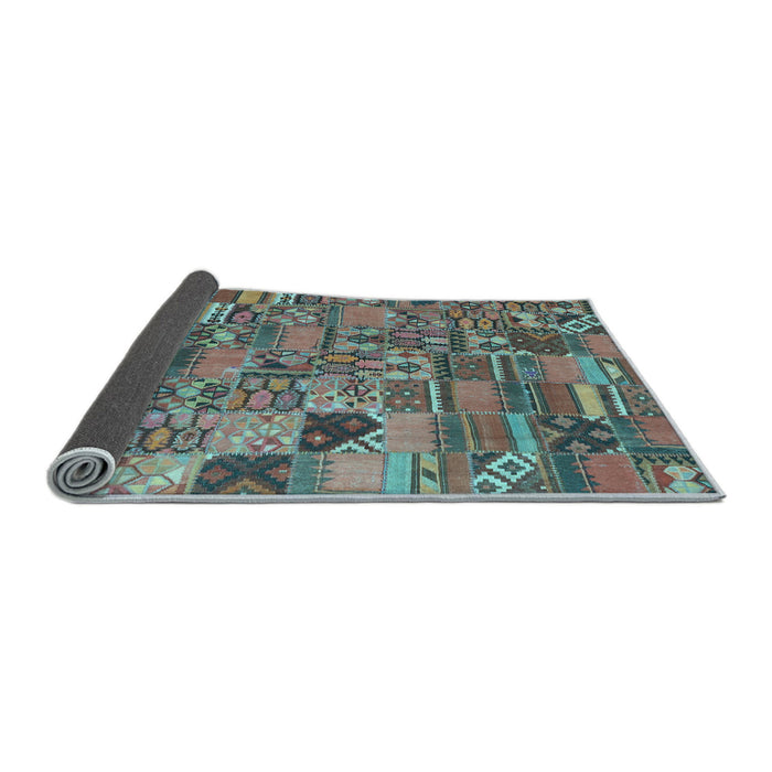 Sideview of Patchwork Light Blue Transitional Rug, con2970lblu