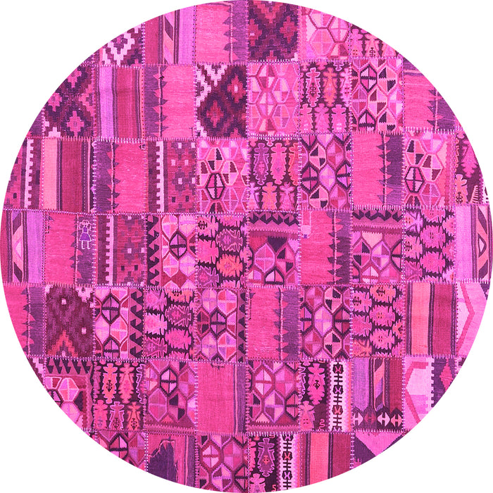Round Patchwork Pink Transitional Rug, con2970pnk