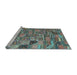 Sideview of Machine Washable Patchwork Light Blue Transitional Rug, wshcon2970lblu