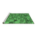 Sideview of Machine Washable Patchwork Emerald Green Transitional Area Rugs, wshcon2970emgrn