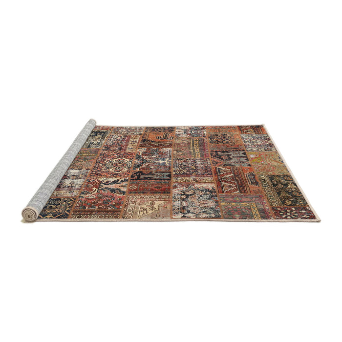 Serging Thickness of Machine Washable Contemporary Dark Sienna Brown Rug, wshcon2971