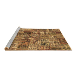 Sideview of Machine Washable Abstract Brown Contemporary Rug, wshcon2971brn