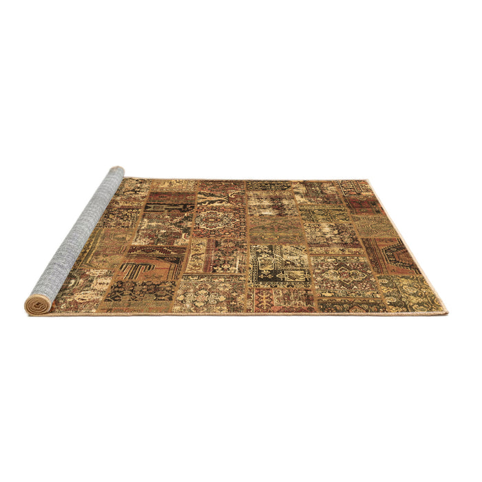 Sideview of Machine Washable Abstract Brown Contemporary Rug, wshcon2971brn