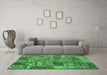 Machine Washable Abstract Emerald Green Contemporary Area Rugs in a Living Room,, wshcon2971emgrn