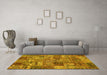 Machine Washable Abstract Yellow Contemporary Rug in a Living Room, wshcon2971yw