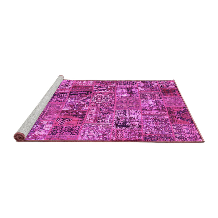 Sideview of Machine Washable Abstract Pink Contemporary Rug, wshcon2971pnk