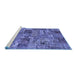 Sideview of Machine Washable Abstract Blue Contemporary Rug, wshcon2971blu