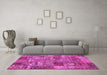 Machine Washable Abstract Pink Contemporary Rug in a Living Room, wshcon2971pnk