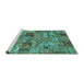 Sideview of Machine Washable Abstract Turquoise Contemporary Area Rugs, wshcon2971turq