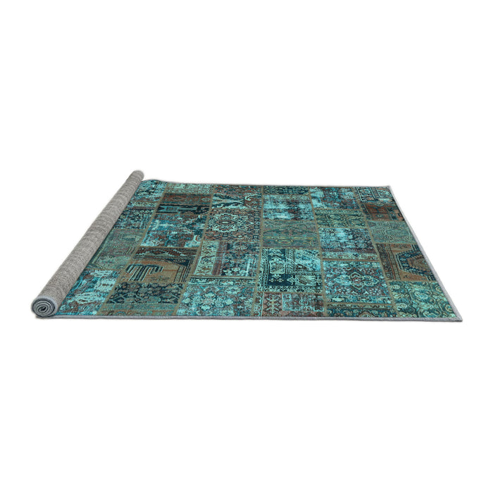 Sideview of Machine Washable Abstract Light Blue Contemporary Rug, wshcon2971lblu
