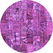 Round Abstract Purple Contemporary Rug, con2971pur