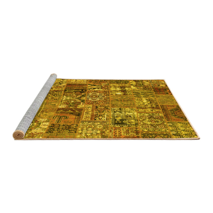 Sideview of Machine Washable Abstract Yellow Contemporary Rug, wshcon2971yw