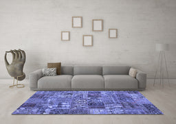 Machine Washable Abstract Blue Contemporary Rug in a Living Room, wshcon2971blu
