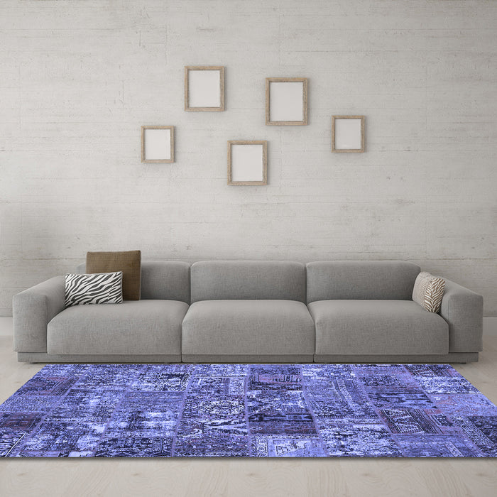 Machine Washable Abstract Blue Contemporary Rug in a Living Room, wshcon2971blu