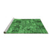 Sideview of Machine Washable Abstract Emerald Green Contemporary Area Rugs, wshcon2971emgrn