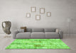 Machine Washable Patchwork Green Transitional Area Rugs in a Living Room,, wshcon2972grn