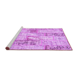 Sideview of Machine Washable Patchwork Purple Transitional Area Rugs, wshcon2972pur