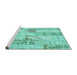 Sideview of Machine Washable Patchwork Turquoise Transitional Area Rugs, wshcon2972turq