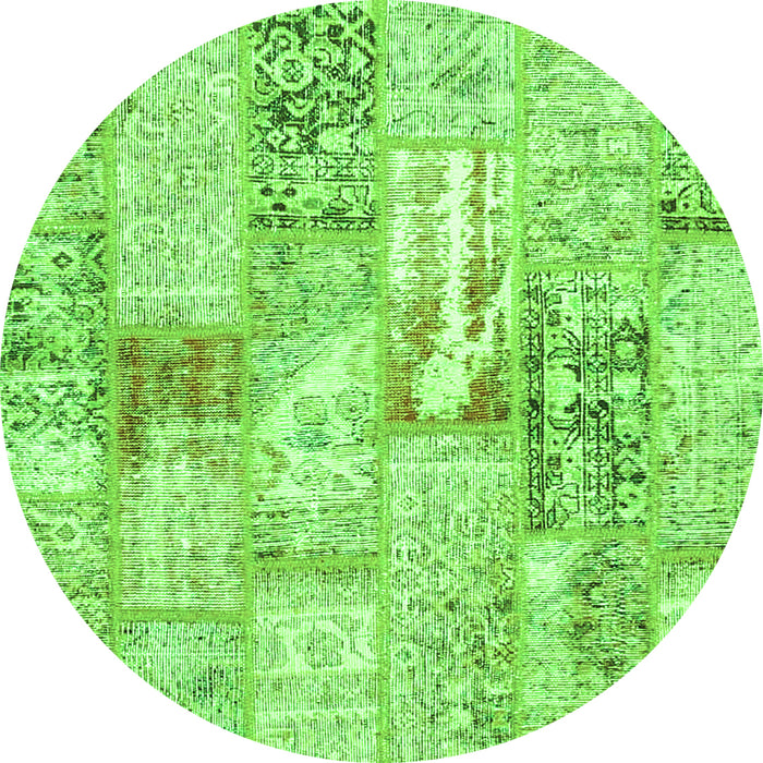 Square Patchwork Green Transitional Rug, con2972grn