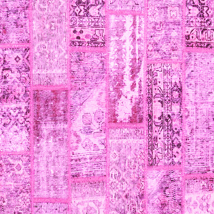 Machine Washable Patchwork Pink Transitional Rug, wshcon2972pnk