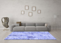 Machine Washable Patchwork Blue Transitional Rug, wshcon2972blu