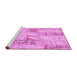 Sideview of Machine Washable Patchwork Pink Transitional Rug, wshcon2972pnk