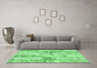 Machine Washable Patchwork Emerald Green Transitional Area Rugs in a Living Room,, wshcon2972emgrn