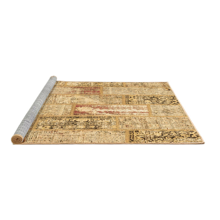 Sideview of Machine Washable Patchwork Brown Transitional Rug, wshcon2972brn