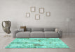 Machine Washable Patchwork Turquoise Transitional Area Rugs in a Living Room,, wshcon2972turq